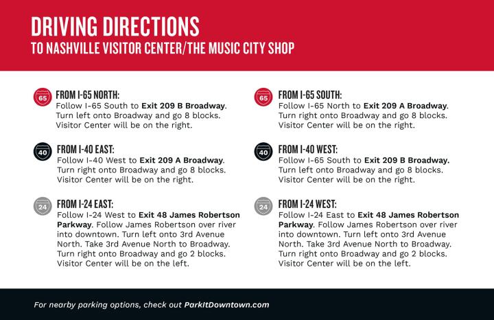 Nashville Visitor Center at Bridgestone Arena Driving Directions